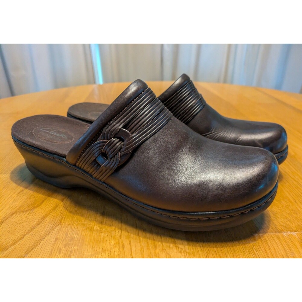 Clarks Bendables Mules Cogs Womens Size 11 M Soft Cushion Brown Shoes